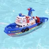 Baby Bades Spielzeug Sprühwasser Schwimmbad Elektrisches Boot Badespielzeug für Kinder Rettungsmodell Feuerboote mit leichten Musik geführtes Spielzeug für Baby