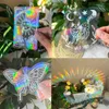 PVC 3D Rainbow Sun Catcher Wall Stickers Cat Bear Spaceship Planet Suncatcher Självhäftande fönsterrum Heminredning 240426
