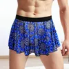 Men's Sleepwear Men Skirt Vintage Printed Pleated Mini For Elastic Waist Clubwear Panties Soft Breathable Underpants Unisex Male