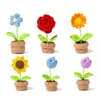 Handgestrickte Blumen Topf Häkelrose Sonnenblume Tulpkunstpflanzen Fertige Wobbengeschenk für Home Office Desktop Auto Dekor 240424