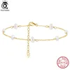 ORSA JEWELS Natural Baroque Pearls Anklets for Women 14K Gold 925 Sterling Silver Fashion Foot Ankle Chain Straps Jewelry SA37 240412