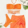 Women's Swimwear European And American Ladies Swimming Split Solid Color Three-Piece Sexy Bikini Summer Swimsuit