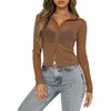 Camicette da donna 2024 Summer Slim Fit Mash Solid Mesh Prospettiva comoda a maniche lunghe Cardigan Sexy Casual Shirt Womens Tops Myqh12