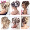 Chignon lm Synthetic Hair Bun Chignon Messy Curly Hair Band Elastic Scrunchy False Hair Pieces Fomen Hairpins Black Brown