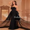 Vestidos de noiva elegantes de sereia preta com trens de espinha cor de espinha 2024 Vestidos de noiva em camadas góticos Gatsby Boho Robe de Mariee Vetiso romântico Novias