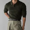 Мужские половые модные тонкие вязание ребристая рубашка поло в поло
