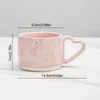 Muggar koreanska ins keramiska kopp frukostmjölk havre kopp rosa kärleksform handtag kaffekopp vatten kopp kontor valentiner dag gåva j240428