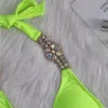 Set Summer Bikinis Sexy Swimsuits com Rhinestones Feminino Feminino Feminino Push Up Bikini Beach Swim Wear Suits Pool Bather