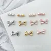 20pcs Kawaii 3d blanco Ballet Ballet Ballet Bownot Bow Ballerina Girl Girl Pearl Nail Art Art Diy Accesorios Decoración Decoración 240425