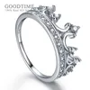 Mulheres da moda anel 925 Sterling Silver Ring Crown de shinestone para festas de casamento Acessórios de jóias de prata anel de moda 240414