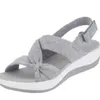 Women Sandals Summer Closed Toe Roman Bow Platform Wedges Plus Size 43 240412