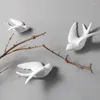 Figurki dekoracyjne 3D Białe ceramiczne dekoracje ścienne ptak