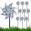 Garden Decorations 4Pcs Reflective Birds Repellent Windmills Sparkly Pinwheel with Stake Bird Scare Devices for 2024 Spring Garden Decor Supplies
