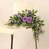 Fleurs décoratives couronne de rose Margue de lune suspendue Imitation artificielle swag floral lintel violet chrysanthemum porte de porte arc