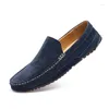 Casual Shoes Men Penny Mokorki modowe płaskie projektant Moccasins do jazdy łódź duży rozmiar 38-46 niebieski