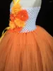 Mädchen Kleider Baby Girls Orange Blume Tutu Kleid Kids Häkeln Tüll Ballkleid mit Bandbogen und Stirnband Kinder Hochzeitsfeier