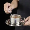 Kubki kubek ze stali nierdzewnej Zestaw kawy podwójnie oporne na ciepło z sosem łyżka stolik kuchenna espresso akcesoria J240428