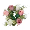 Dekorative Blumen Bauernhause -Kranz Kerzenring Elegantes künstliches Rosenset mit farbenfrohen Grün für Zuhause