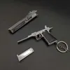 Gun Toys 1 3 Alloy Desert Eagle Keychain Gun Model Wooden Handle Gold-plated Pistol Pendant Mini Gun For Adult Kids Gift T240429