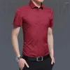 Herrklänningskjortor Skjorta långärmad Silkföretag Plain Man toppar formella och blusar för män kontor bomull med krage coola kläder