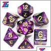 Gambing Gambing Leisure Sports Games Outdoors Mixed Color Dice Set D4-D20 Dungeons och Dargon RPG MTG Board Game 7pcs/Set Drop Deliver Dhqzi