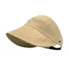 ベレー帽Brim Cap Lightweight Foldable Sun Protreciond Hat Gardening Travel Anti-UV Solid Outdoorのための広い調整可能なフック