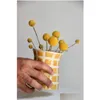 Vaser gul vas retro modern rutig keramisk droppleverans hem trädgård dhzwi