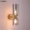 Wandlamp Moderne luxe glazen schaduw Minimalistische corridor SCONCE Woonkamer slaapkamer bedkamer bed decoratief licht e14 lamp