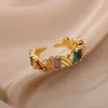 Anneaux de bande Ring Zircon Womens Gold en acier inoxydable Fashion Cumbic Zirconia Ring 2023 Tendance esthétique Bijoux de mariage Cadeaux Q240427