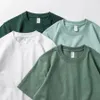 T-shirt wagi ciężkiej 200GSM Podstawowy czyste, nieprzezroczyste, grube okrągłe szyi koszula dla mężczyzn i kobiet krótkie rękawy 240428