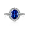 Полоса кольца 7x9 мм синий для женщин 925 стерлинговый дизайнерский дизайнерский сапфировый бриллиант женщина 5A Циркония