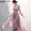 Casual jurken Gagarich herfst licht paarse bovenkleding bijpassende jurk Franse stijl unieke mooie vintage prachtige prachtige prachtige lange vestidos