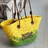 デザイナービーチバッグトートバッグ最高品質の草織りハンドバッグ刺繍ショッピングバッグ野菜バスケットフレンチスタイルショルダーバッグ高級女性クロスボディバッグ