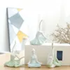 Figurki dekoracyjne białe porcelanowe ozdoby ceramiczne rękodzieło herbaty zwierzęta domowe domowe salon dziewczyna joga piękno joga