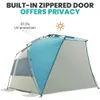 Tente de plage pop-up pour 4 personnes - Configuration facile et cale de refuge de soleil à nuance portable avec tente de famille de protection UPF 50 UV 240422