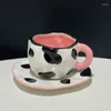 Кружки 300 мл творческие мультипликационные керамические чашки с пленкой с тарелками молоко.