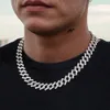 2024 Hot Winter New Minimalist Style Round Brilliant Cut Lab Grown Diamond 14K White Gold Lovely Cuban Chain Necklace For Men's