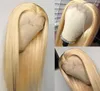 28 30 Inch 13x4 Straight 613 Blonde Bone Straight Human Hair Wigs BrownBurgundyPink Colored Glueless Synthetic Frontal Wig For W2160499