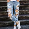 Women's Jeans Ripped 2024 Fashion Brazilian Street Blue Washed Wide-leg Pants Girls Loose Full-length Mid-waist