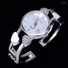 Armbanduhr Herzgeformte Armband Uhr Women sieht Luxus -Strass -Damen -Damen Steel Clock Zegarek Damski
