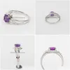 Band Rings Purple Amethyst Ring for Women Sier 60mm Crystal Engagement Design