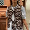 Kamizelki damskie 2024 Leopard Print Bow Kamizel Kamizelki Kobiety Kobiety luźne bez rękawów czołg w dekolcie wiosna moda moda biuro biuro High Street Emporters