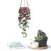 Dekorativa blommor Rose Vine Hanging With Green Leaef Silk Flower Wall Garland Vines For Home Garden Room Wedding Decor