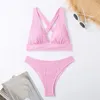 Bikinis sexy de roupas de banho feminina sets de maiô separados de trajetivo transversal sem costas Y2K Women Women Women Brazilian Beach Thong Suits Bathing Swimming