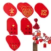 Figurines décoratines Spring Festival Decoration Année chinoise Ornement Carte-cadeau Gift Red Hang Tag Ornements Lucky Character Pendants