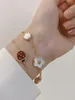 Noble and elegant bracelet popular gift choice High Gold Seven Star Ladybug Flower Bracelet Single White with common vnain