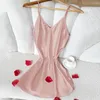 Women's Sleepwear Sexy Backless Mini Chemise Nightdress Summer Satin Suspender Intimate Lingerie Nightgown Home Dressing