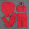 NORMOV 2/3 PCS Defina o Yoga Solidless Sports Sports High Cídhar Leggings Shorts Push Up Bra Gym Suits Roupfits 240425