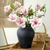 Fiori decorativi 3heads ramo di fiori magnolia artificiale per casa decorazione soggiorno finto seta per matrimoni simulazione bouquet