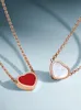 Luxe ontwerper CH Brand V Gold ketting Hoge kwaliteit Charm Hartvorm Pendant ketting met rood chalcedonyontwerp in 18k rosé goud vergulde luxe sieraden